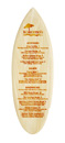 Laser etched wood surfboard menu.