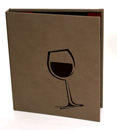 die-cut wine glass cover with a burgundy backing. Cover is designed with screw posts to hold multiple changeable menu boards.