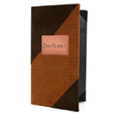 Two-tone Suede Cover with Copper Tip-in logo
 Holds Two 8.5x14 Inserts